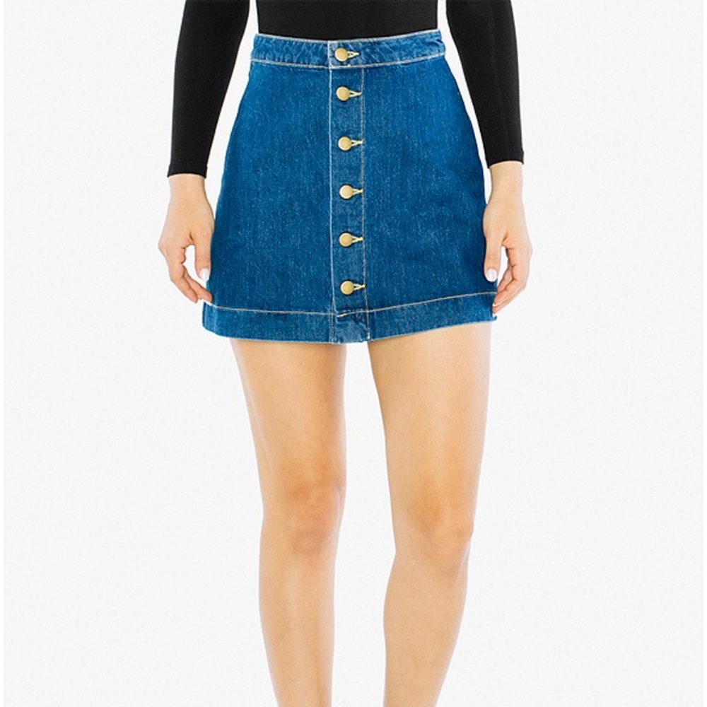 American Apparel Button Front A-Line Denim Mini